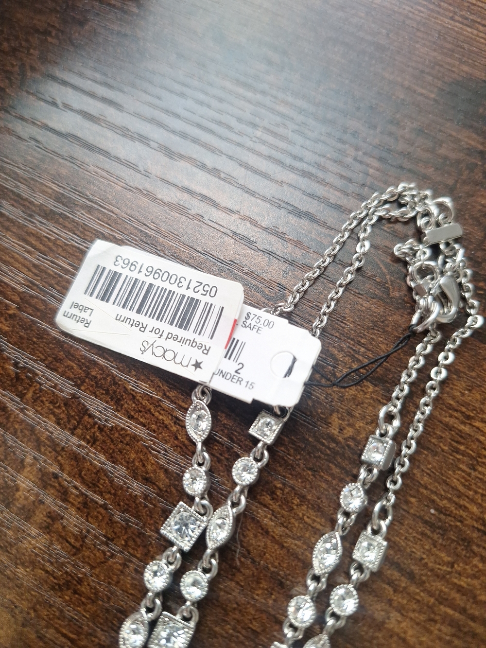 Givenchy 19" Silver Crystal Double Layered Chain Necklace w/ Tags - Picture 5 of 6